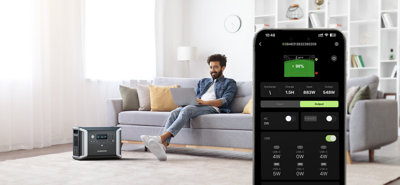 Dabbsson Portable Power Station APP Smart Connection and Monitoring