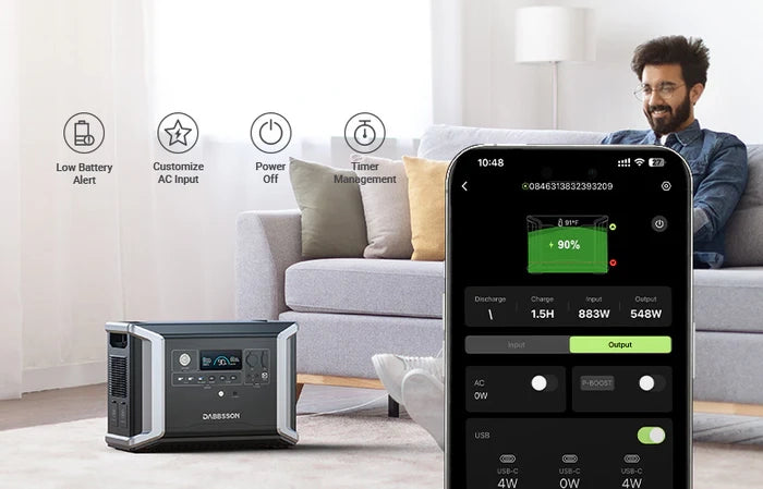 Dabbsson Portable Power Station APP Smart Connection and Monitoring