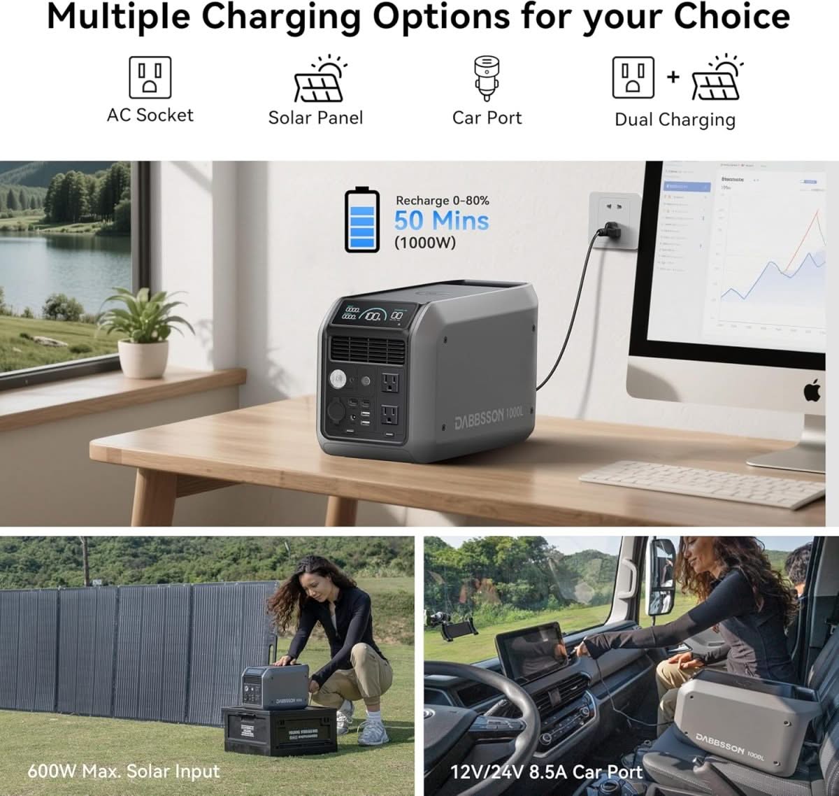 Dabbsson 1000L Portable Solar Generator | 1008Wh, 1200W