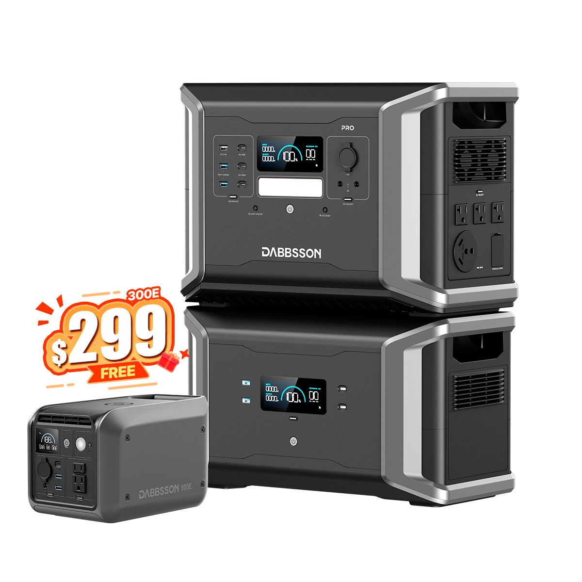 Dabbsson DBS2100 Pro + DBS2100B Home Backup Solution | 4300Wh, 2400W