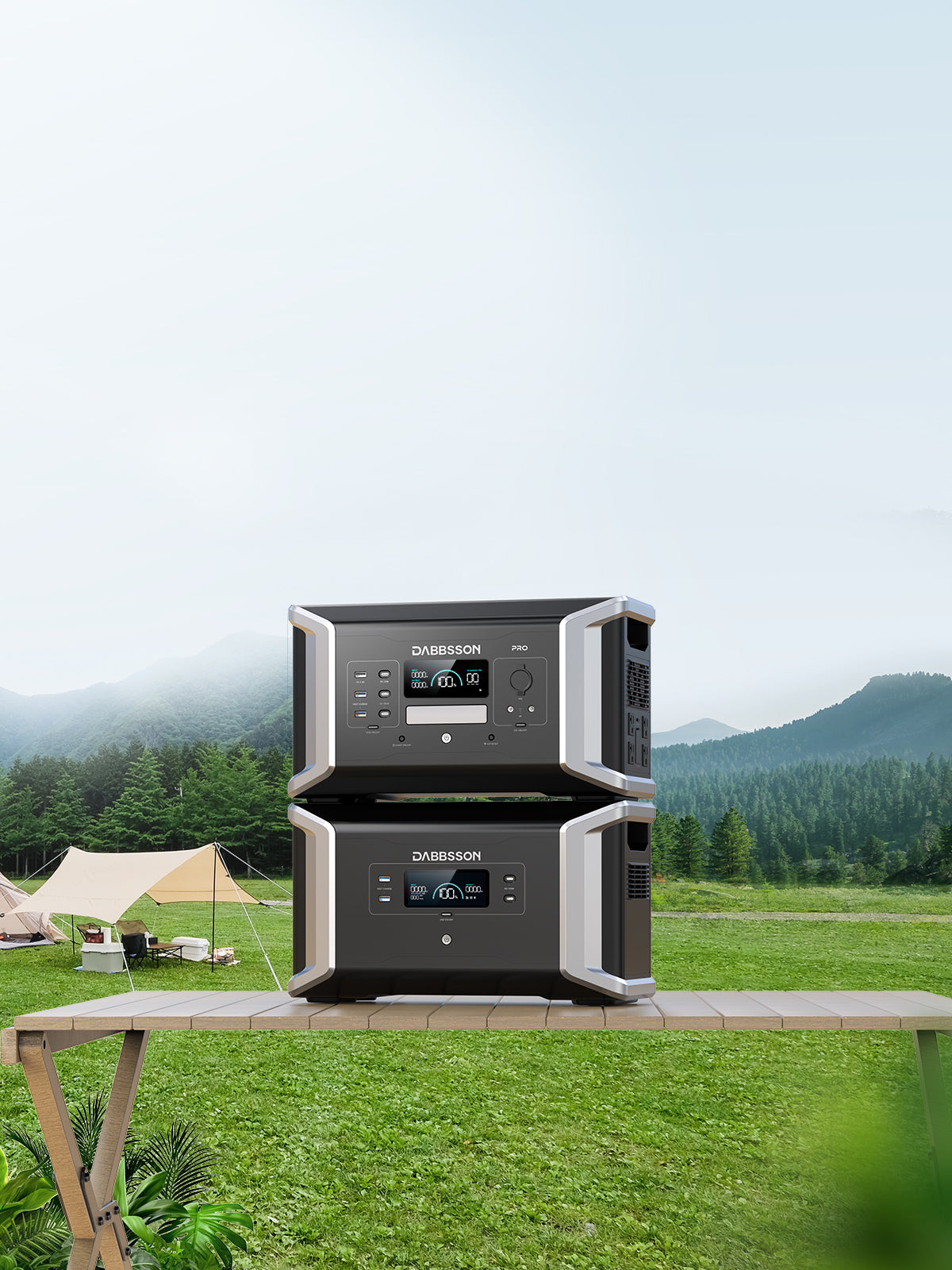DBS200B solar generator + DBS1300 Portable Power Station allows you to travel in RVs and camp outdoors without worrying about power problems.