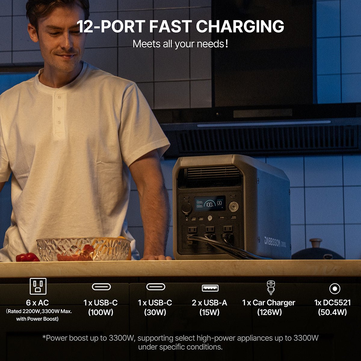 Dabbsson 2000L Portable Power Station 2048Wh, 2200W Output